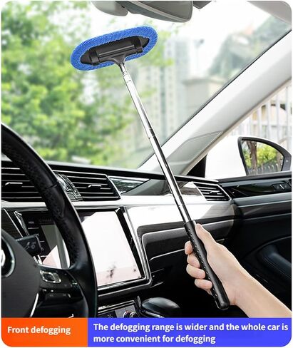 Car Windshield Cleaning Tool, 3 in 1 Windshield Cleaner Tool with 2 Washable and Reusable Microfiber Pads and Extendable Handle, for Auto Glass Wiper in Saudi Arabia