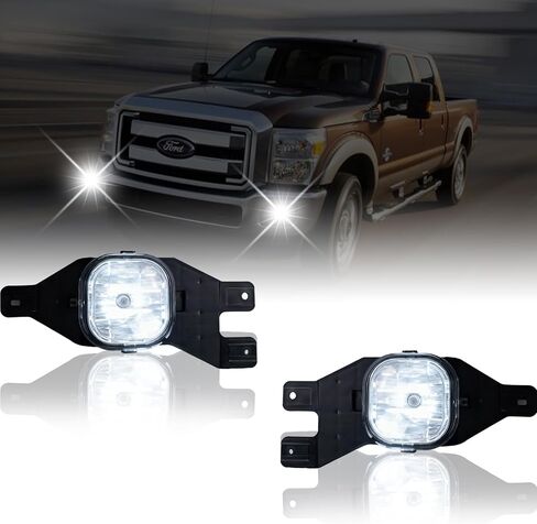 Professional Fog Light Assembly, Clear Waterproof Front Lights Compatible with 1999-2004 Ford F250 F350 Super Duty, 2001-2004 Excursion DOT Approved in Saudi Arabia