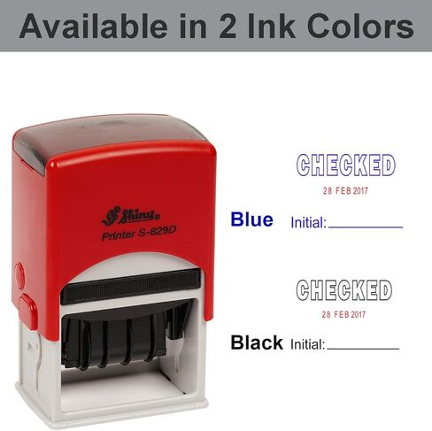 Self Inking Shiny Date Stamp with Checked & Initial Text Ofiice Stationery Rubber Stamper S-829D in Saudi Arabia