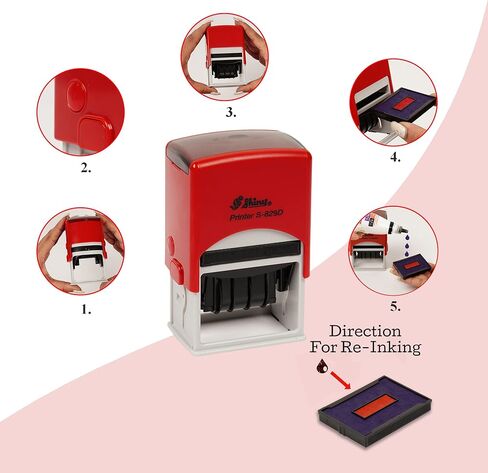 Self Inking Shiny Date Stamp with Checked & Initial Text Ofiice Stationery Rubber Stamper S-829D in Saudi Arabia