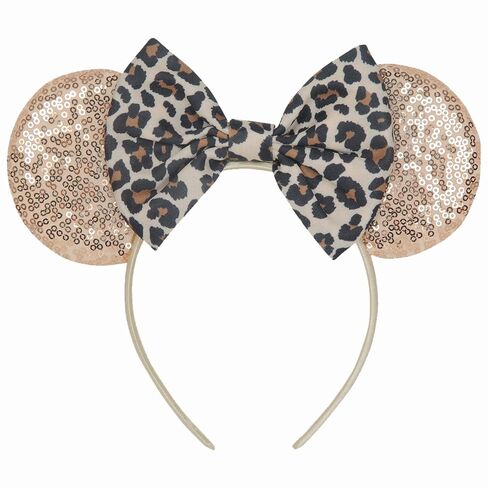 Maleficent Horns Ears Headband - 2 Pcs Sequin Bow Mouse Ears Headband for Women and Girls, Suitable for Variety Holiday Party Favors and Cosplay Role Play in Kuwait