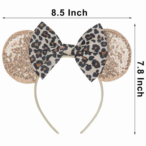 Maleficent Horns Ears Headband - 2 Pcs Sequin Bow Mouse Ears Headband for Women and Girls, Suitable for Variety Holiday Party Favors and Cosplay Role Play in Kuwait