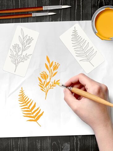 18 PCS Stencils for Painting on Wood, Flower and Leaf Stencils for Painting, Plastic Stencil for Crafts Reusable for Home Decor and DIY Projects in Saudi Arabia