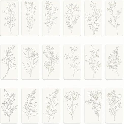 18 PCS Stencils for Painting on Wood, Flower and Leaf Stencils for Painting, Plastic Stencil for Crafts Reusable for Home Decor and DIY Projects in Saudi Arabia