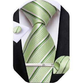 DiBanGu Mens Tie Set Silk Plaid Striped Necktie Woven Pocket Square and Cufflinks Tie Clip Set Formal Wedding in Kuwait
