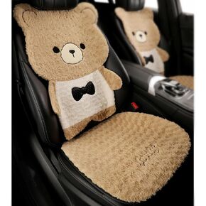 غطاء مقعد السيارة للسيارات، وسادة مقعد السيارة الأمامية والخلفية من القطيفة على شكل دب كرتوني مع وسائد داعمة لمسند الرأس وأغطية حماية مقاعد السيارة العالمية (بني، 7 قطع) in Kuwait