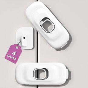 Child Proof Refrigerator Lock,4 Sets Fridge Locks for Kids with 3M Adhesive Backing, Fridge lock for Refrigerators,Oven Lock,Drawers,Wardrobes and Freezers,Child Safety Cabinet Locks Baby Proofing in Kuwait