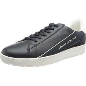A|X Armani Exchange Men's Lace Up Logo Sneaker, Optical White + Black, 11 in Kuwait