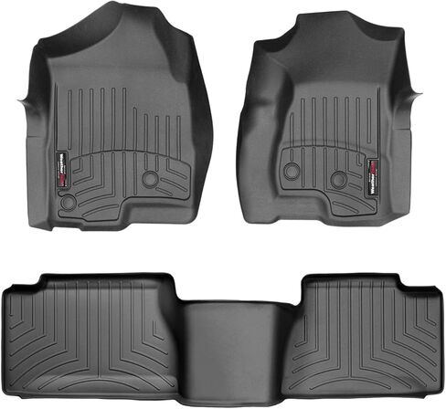 Weathertech Custom Fit FloorLiners for Chevrolet Silverado, Silverado, Sierra - 1st & 2nd Row (44003-1-4), Black in Saudi Arabia