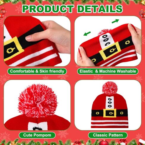 Mumufy 12 Pcs Christmas Beanie Hats Snowflake Pattern Hats Warm Stretch Winter Knit Hat for Men Women Adult (Beautiful Style) Multicolored in Saudi Arabia