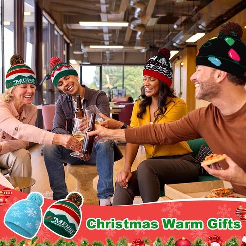 Mumufy 12 Pcs Christmas Beanie Hats Snowflake Pattern Hats Warm Stretch Winter Knit Hat for Men Women Adult (Beautiful Style) Multicolored in Saudi Arabia