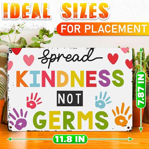 Spread Kindness Not Microbes Be Kind Poster - Home School Posters Kindness Wall Art Sign Motivational Posters for Classroom Decor Health for School Nurse Office Decorations Wall Decor Metal Wall Art Sign in Saudi Arabia