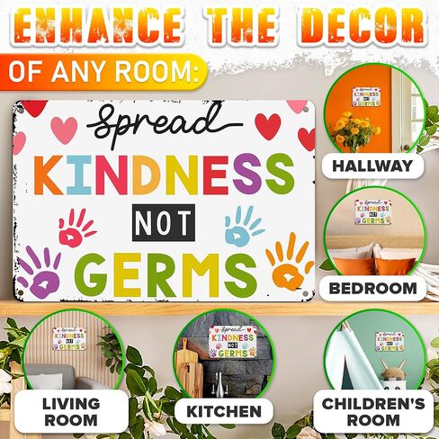 Spread Kindness Not Microbes Be Kind Poster - Home School Posters Kindness Wall Art Sign Motivational Posters for Classroom Decor Health for School Nurse Office Decorations Wall Decor Metal Wall Art Sign in Saudi Arabia