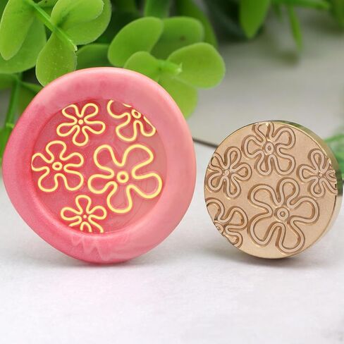 Flowers Wax Seal Stamp Copper 25mm Vintage Detachable Sealing Stamp Brass and A Wood Handle Pattern Stamps Head Letter Invitation Card Wedding Gift Package Holidays in Saudi Arabia