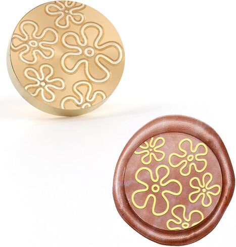 Flowers Wax Seal Stamp Copper 25mm Vintage Detachable Sealing Stamp Brass and A Wood Handle Pattern Stamps Head Letter Invitation Card Wedding Gift Package Holidays in Saudi Arabia