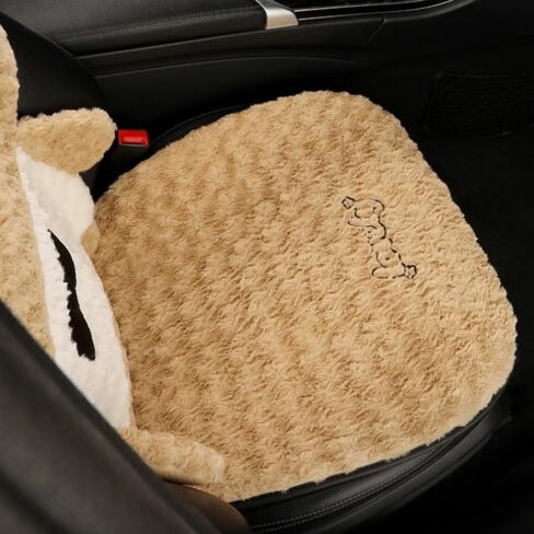 غطاء مقعد السيارة للسيارات، وسادة مقعد السيارة الأمامية والخلفية من القطيفة على شكل دب كرتوني مع وسائد داعمة لمسند الرأس وأغطية حماية مقاعد السيارة العالمية (بني، 7 قطع) in Kuwait
