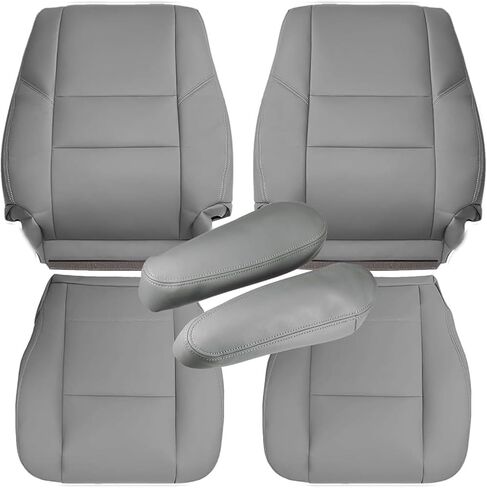 SecosAutoparts 6 قطع غطاء المقعد الأمامي والسفلي والعلوي وغطاء مسند الذراع رمادي متوافق مع Toyota Sequoia Tundra 2000 2001 2002 2003 2004 2005 2006 2007 in Saudi Arabia