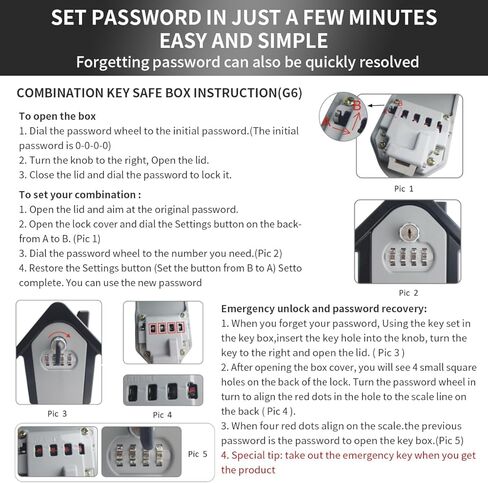 Key Lock Box with Combination lock & Key lock, Portable Large Capacity Key Storage Box Wall Mounted, Resettable Code, Waterproof Security Lock Box for Home, Office, Garage, Realtors Black(1 Pack) in Saudi Arabia