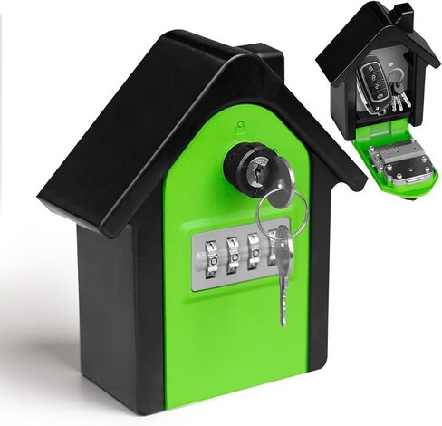 Key Lock Box with Combination lock & Key lock, Portable Large Capacity Key Storage Box Wall Mounted, Resettable Code, Waterproof Security Lock Box for Home, Office, Garage, Realtors Black(1 Pack) in Saudi Arabia