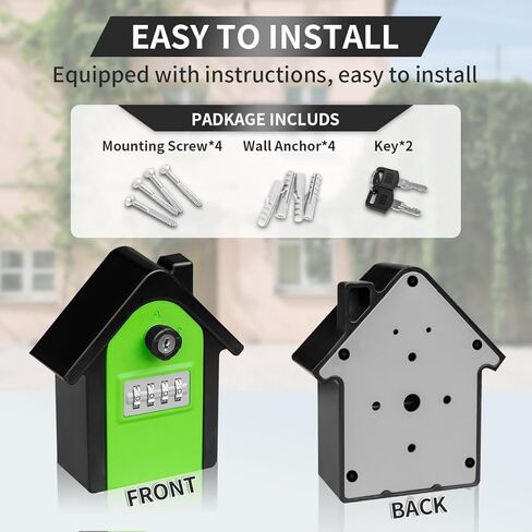 Key Lock Box with Combination lock & Key lock, Portable Large Capacity Key Storage Box Wall Mounted, Resettable Code, Waterproof Security Lock Box for Home, Office, Garage, Realtors Black(1 Pack) in Saudi Arabia