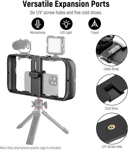 NEEWER Universal Smartphone Video Rig with Handles, 67mm Filter Adapter, Anti Drop Cold Shoe for DJI Mic, Phone Cage Stabilizer for Video Recording for iPhone 15 Pro Max S23 Ultra Pixel 8 Pro, PA017 in Saudi Arabia