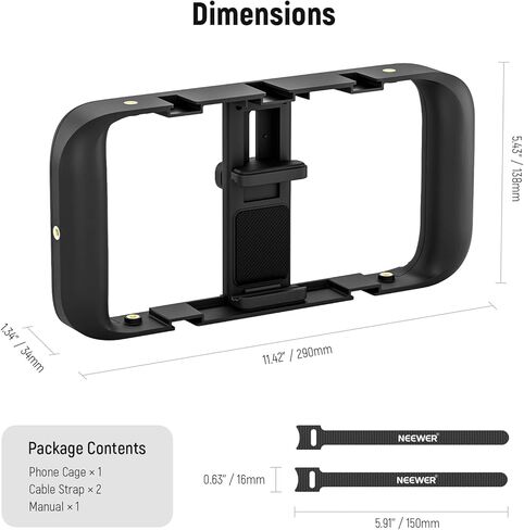 NEEWER Universal Smartphone Video Rig with Handles, 67mm Filter Adapter, Anti Drop Cold Shoe for DJI Mic, Phone Cage Stabilizer for Video Recording for iPhone 15 Pro Max S23 Ultra Pixel 8 Pro, PA017 in Saudi Arabia