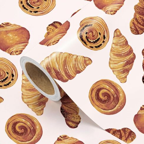 WRAPAHOLIC Bread Wrapping Paper Roll - Mini Roll - 17 Inch x 16.5 Feet - French Croissant Bread Bakery Wrapping Paper for Birthday, Baking Lover, Baby Shower, Tea Party in Saudi Arabia