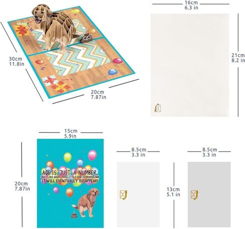 8×6" 3D Pop Up Greeting Card Dog Happy Birthday Pop-Up Birthday Card for Dog Lover in Saudi Arabia
