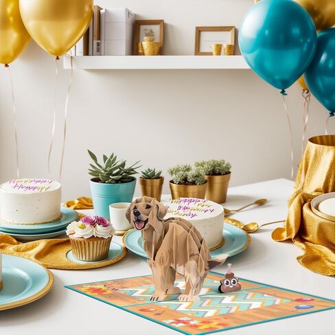 8×6" 3D Pop Up Greeting Card Dog Happy Birthday Pop-Up Birthday Card for Dog Lover in Saudi Arabia