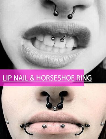 Prjndjw 16 جرام حلقات الشفاه الفولاذ المقاوم للصدأ حلقات حدوة الحصان حلقات الحاجب Labret Monroe حلقات الشفاه مسمار الزنمة الحلزون أقراط ترصيع حلقة ميدوسا ثقب المجوهرات 8 مم 44 قطعة تتوهج في الظلام in Kuwait
