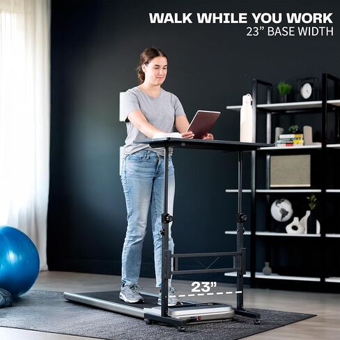 VIVO Mobile 32 x 16 inch Computer Workstation, Standing Portable Desk with Wheels for Laptop Work, Home Office, Black, CART-V02A in Saudi Arabia