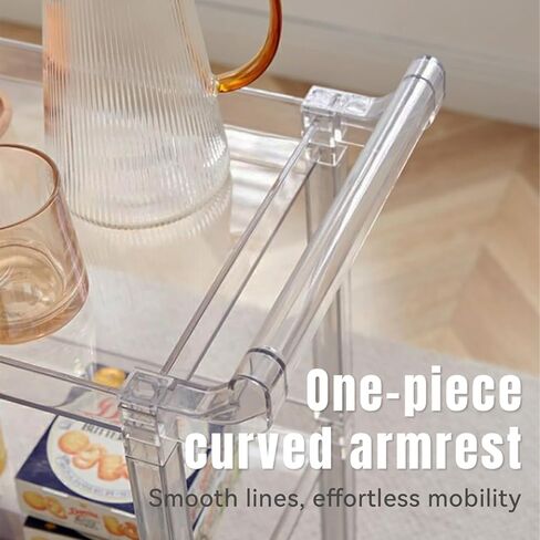 Acrylic-Style Utility Rolling Cart, 3-Tier Clear Storage Cart with Pulling Handle & 4 Wheels for Kitchen Living Room Dining Bathroom Laundry, Multifunction Serving Trolley for Small Spaces (Brown) in Saudi Arabia