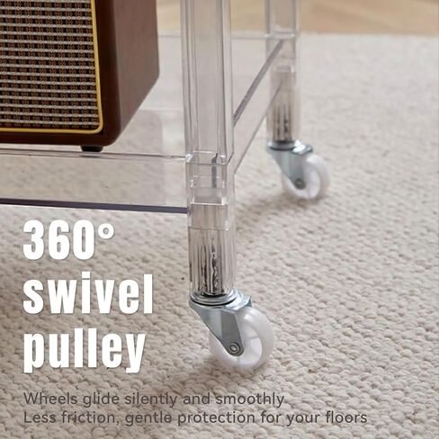 Acrylic-Style Utility Rolling Cart, 3-Tier Clear Storage Cart with Pulling Handle & 4 Wheels for Kitchen Living Room Dining Bathroom Laundry, Multifunction Serving Trolley for Small Spaces (Brown) in Saudi Arabia