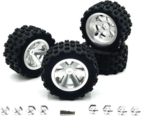 4 حزم معدنية مطورة لإطارات محور العجلة لقطع غيار السيارات Hyper Go H16BM H16GT H16DR H16PL H14BM RC، إطارات 12 مم سداسية 84 مم (3.3 بوصة) لسيارة Wltoys Hyper Go SCY 1/12 1/14 1/16 RC (أزرق) in Kuwait