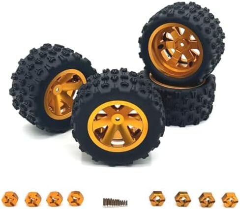4 حزم معدنية مطورة لإطارات محور العجلة لقطع غيار السيارات Hyper Go H16BM H16GT H16DR H16PL H14BM RC، إطارات 12 مم سداسية 84 مم (3.3 بوصة) لسيارة Wltoys Hyper Go SCY 1/12 1/14 1/16 RC (أزرق) in Kuwait