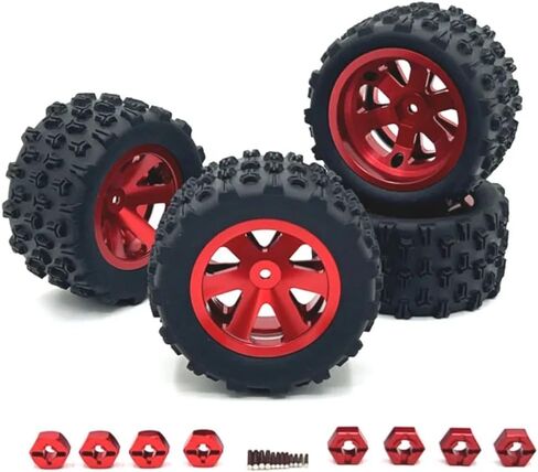 4 حزم معدنية مطورة لإطارات محور العجلة لقطع غيار السيارات Hyper Go H16BM H16GT H16DR H16PL H14BM RC، إطارات 12 مم سداسية 84 مم (3.3 بوصة) لسيارة Wltoys Hyper Go SCY 1/12 1/14 1/16 RC (أزرق) in Kuwait