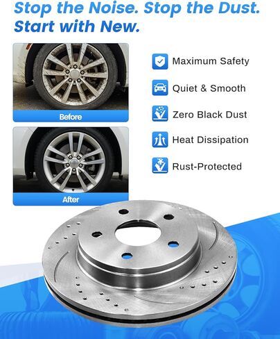 مجموعة وسادات الفرامل والدوارات Anpulsero الأمامية المتوافقة مع هوندا سيفيك 2006-2011، مجموعات فرامل بديلة للسيارات زيت مضاد للصدأ 31311 D1578-8791 دوارات محفورة ومشقوقة 261.7 مم (10.3 بوصة) in Kuwait