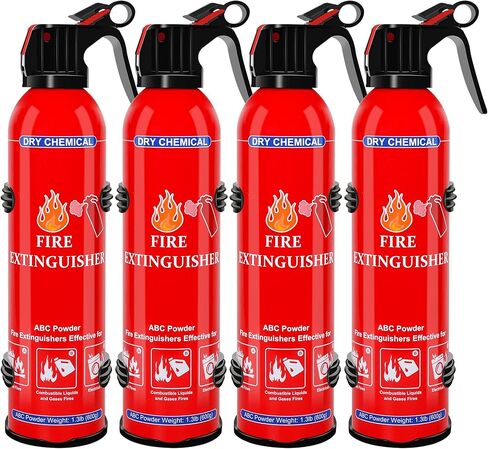4 Pack ABC Fire Extinguishers for Home & Vehicle, 600ml Dry Chemical Fire Extinguisher with Mounting Bracket – Ideal for Kitchen, Car, Boat, RV & Business Safety in Saudi Arabia