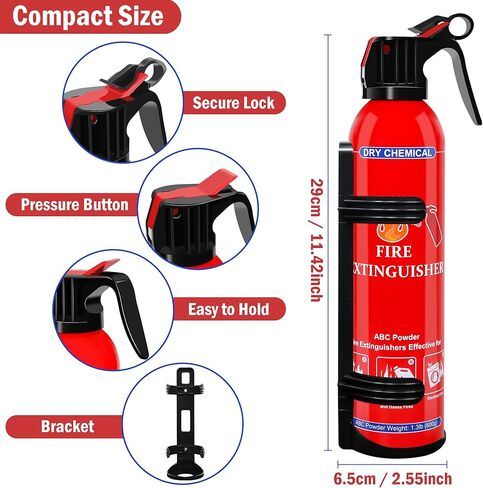 4 Pack ABC Fire Extinguishers for Home & Vehicle, 600ml Dry Chemical Fire Extinguisher with Mounting Bracket – Ideal for Kitchen, Car, Boat, RV & Business Safety in Saudi Arabia