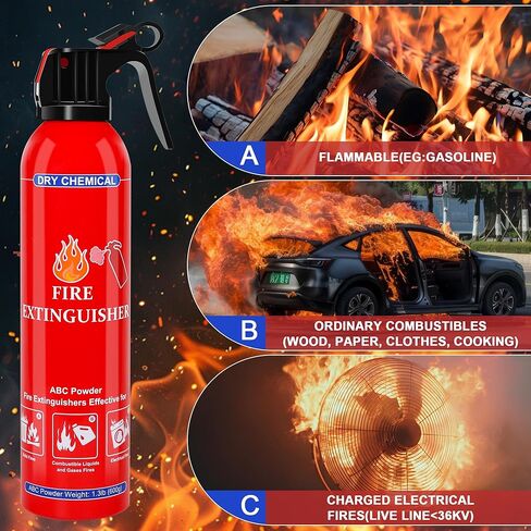 4 Pack ABC Fire Extinguishers for Home & Vehicle, 600ml Dry Chemical Fire Extinguisher with Mounting Bracket – Ideal for Kitchen, Car, Boat, RV & Business Safety in Saudi Arabia