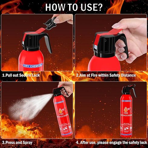 4 Pack ABC Fire Extinguishers for Home & Vehicle, 600ml Dry Chemical Fire Extinguisher with Mounting Bracket – Ideal for Kitchen, Car, Boat, RV & Business Safety in Saudi Arabia