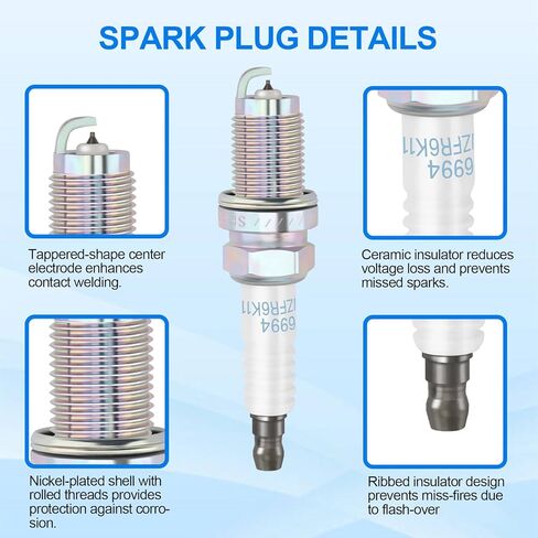 9029 Automotive Replacement Spark Plugs Nickel Pack of 4 for Nissan for Altima 2007-2013 for Rogue 2008-2013 for Rogue Select 2014-2015 for Sentra 2007-2019 Replaces 22401-JA01B in Kuwait
