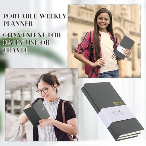 1 Pcs Weeks Planner Gift for Christmas, A6 / 3.9x7.4 inch Portable Planner Undated Pocket Size Calendar Year Month Week Mini Slim Notebook Journal Schedule for Traveler Office (Olive Green) in Saudi Arabia