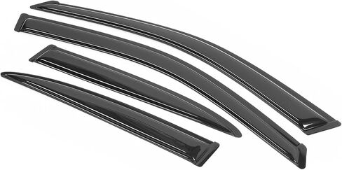 Window Visor Compatible with 2001-2005 Honda Civic EM2 Sedan, Slim Style Acrylic Smoke Tinted & Semi-Transparent 4PCS Sun Rain Shade Guard Wind Vent Air Deflector by IKON MOTORSPORTS, 2002 2003 2004 in Saudi Arabia