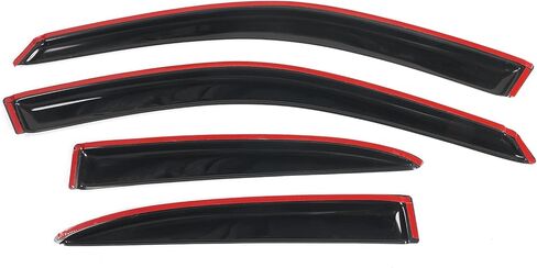 Window Visor Compatible with 2001-2005 Honda Civic EM2 Sedan, Slim Style Acrylic Smoke Tinted & Semi-Transparent 4PCS Sun Rain Shade Guard Wind Vent Air Deflector by IKON MOTORSPORTS, 2002 2003 2004 in Saudi Arabia