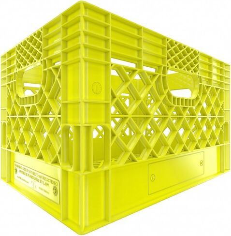 Heavy Duty Plastic Storage Milk Crate 24QT, Square Lattice Design, Stackable Utility Organizer Bin 6 gallons Made in USA (Orange) in Saudi Arabia