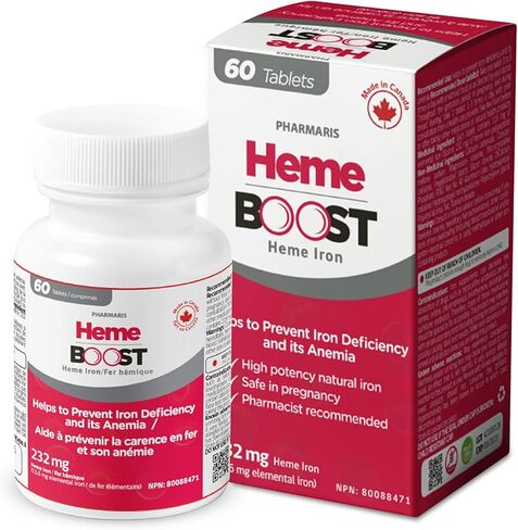Hemeboost 11.6mg (232mg Heme Iron) I High Potency Natural Iron Supplement I High Absorption & Gentle on Stomach I Iron Pills for Adults & Safe for Use in Pregnancy (3) in Saudi Arabia