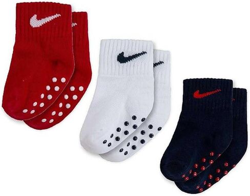 Nike Toddler Gripper Ankle Socks 3 Pairs, 12-24 Months, Pink/White in Saudi Arabia
