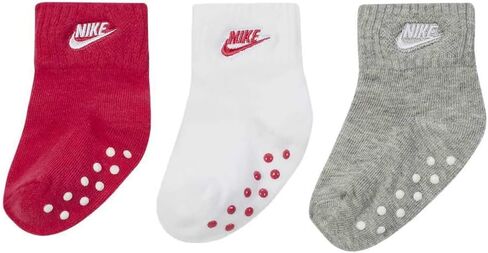 Nike Toddler Gripper Ankle Socks 3 Pairs, 12-24 Months, Pink/White in Saudi Arabia
