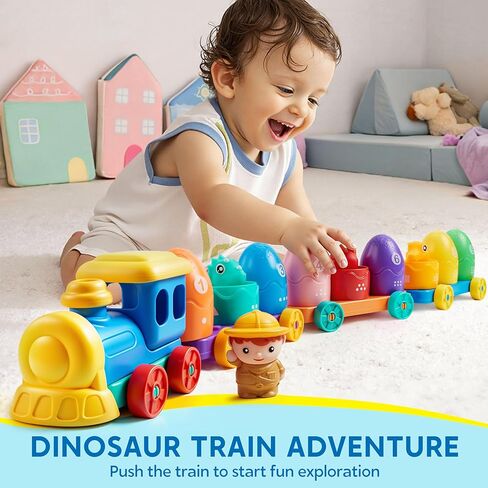 لعبة تعليمية للأطفال الصغار من عمر 1 إلى 2 3 سنوات، العد والمطابقة والفرز قطار المزرعة التعليمي مونتيسوري بما في ذلك 9 حيوانات المزرعة و1 مزارع، هدية عيد ميلاد للأطفال الأولاد والبنات in Kuwait